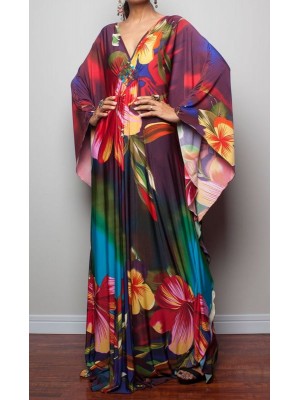 Copricostume Vestito Spolverino Donna Mare Caftano Boho Chic Maxi Dress COV0273